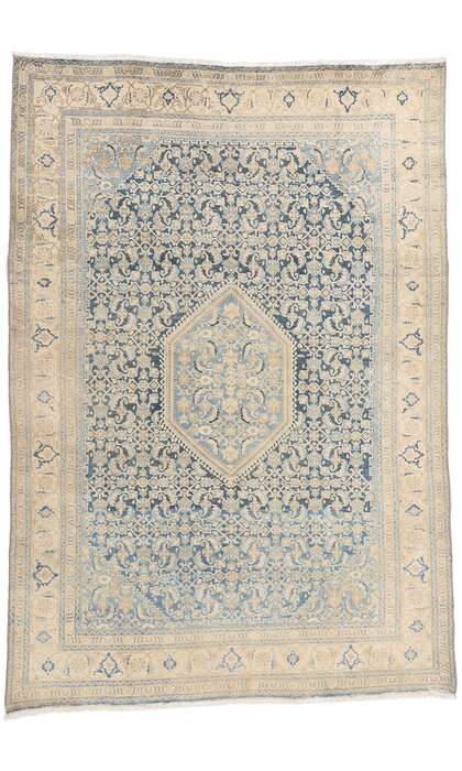 7 x 10 Distressed Antique Blue Persian Malayer Rug 61305