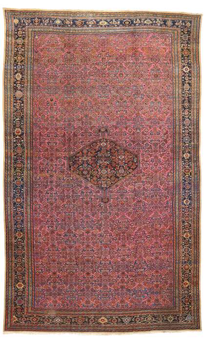 13 x 21 Antique Pink Dergazine Hamadan Rug 78339