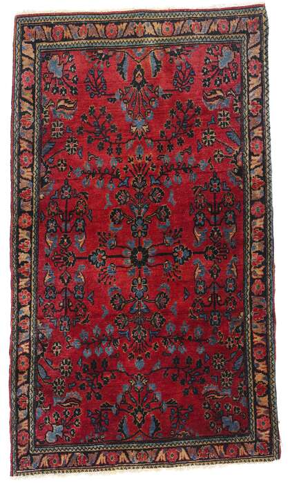 2 x 4 Antique Red Persian Sarouk Rug 79010