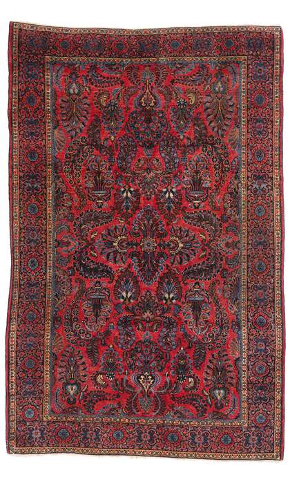 4 x 6 Antique Red Persian Sarouk Rug 79018