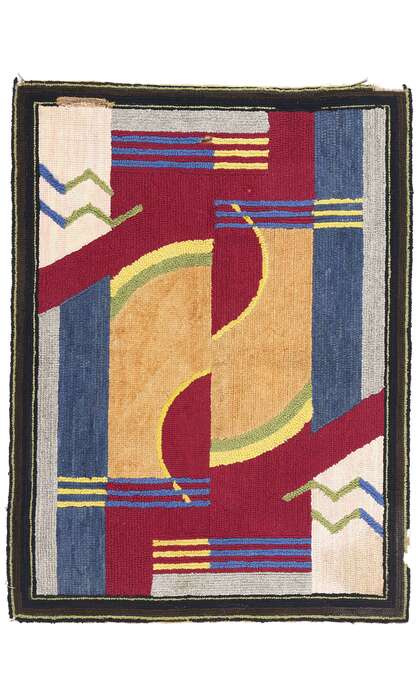 3 x 4 Art Deco Bauhaus American Hooked Rug 79114