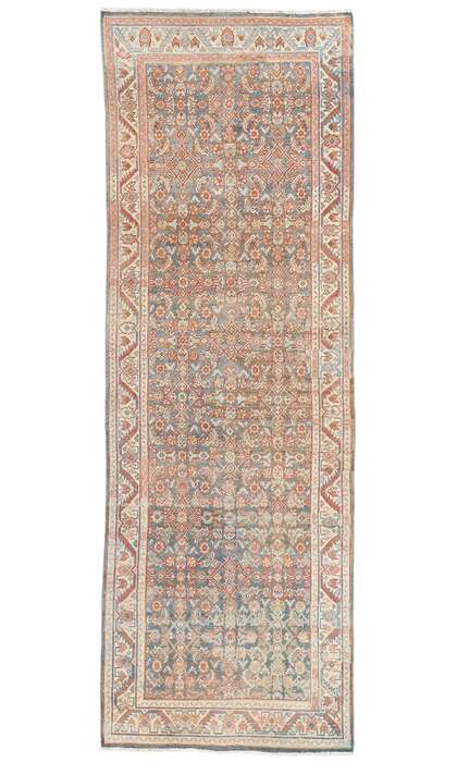 4 x 10 Distressed Antique Blue Persian Mahal Rug Runner 61314