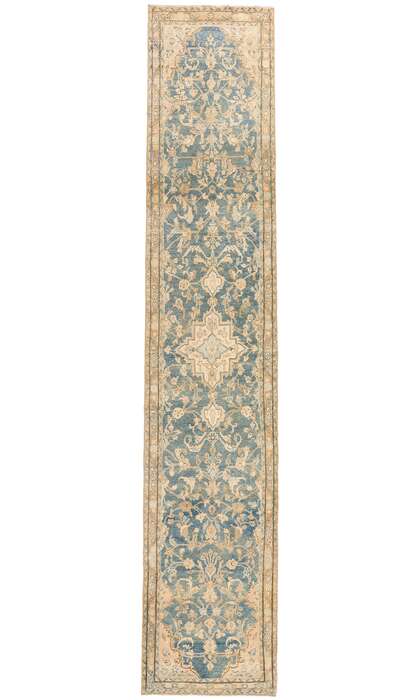 3 x 15 Distressed Antique Blue Persian Malayer Rug Runner 61328