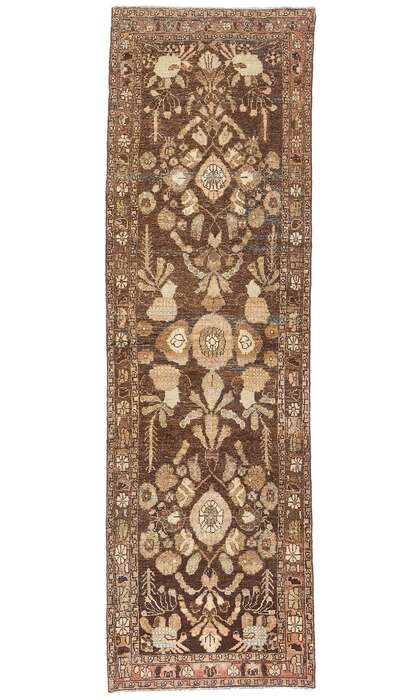 3 x 10 Distressed Antique Brown Persian Dergazine Hamadan Rug Runner 61347