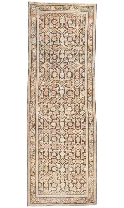 4 x 10 Distressed Antique Persian Mahal Rug Runner 61313