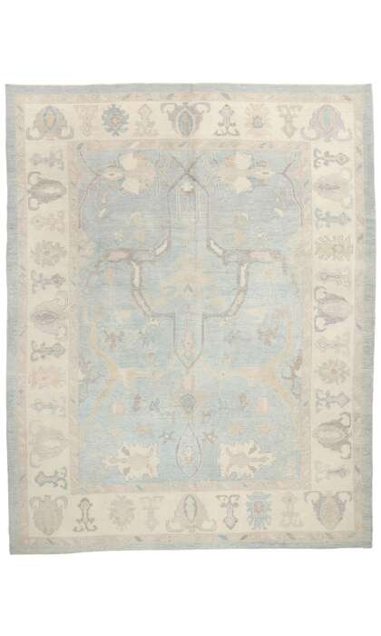 11 x 14 Modern Light Blue Turkish Oushak Rug 53989