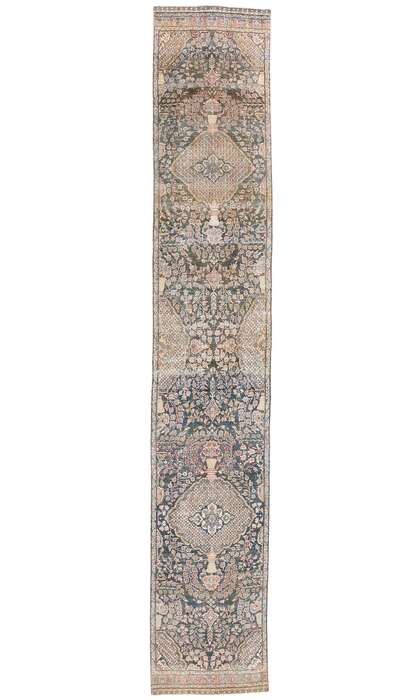 3 x 17 Distressed Antique Persian Tabriz Rug Runner 61335