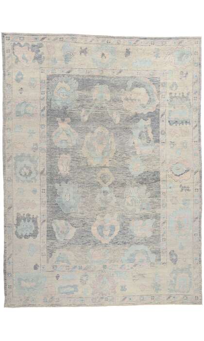 10 x 13 Modern Blue Turkish Oushak Rug 53981