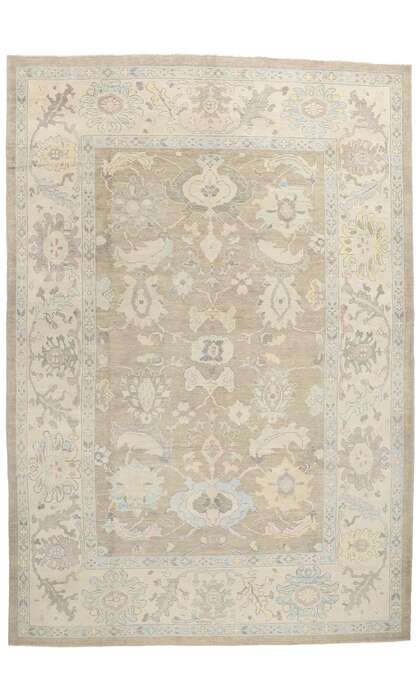 10 x 15 Modern Gray Turkish Oushak Rug 53986