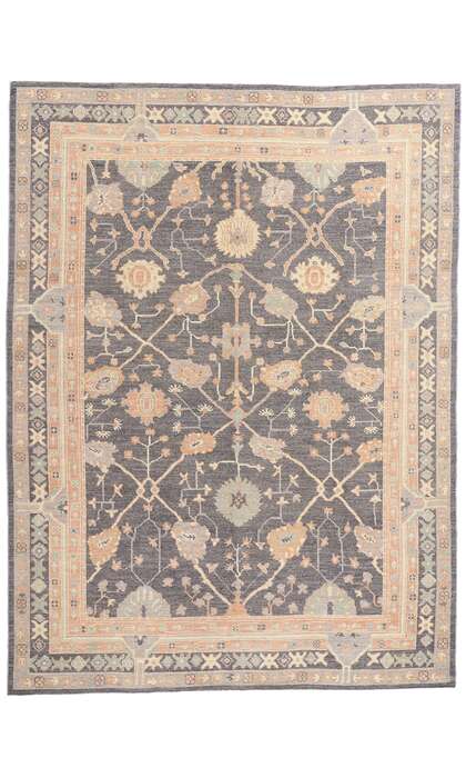 9 x 13 Modern Gray Turkish Oushak Rug 79113