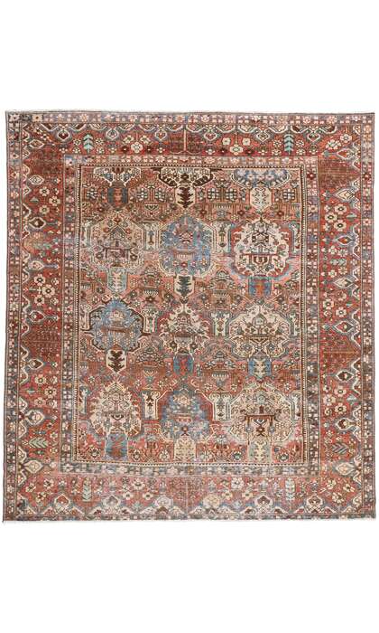 9 x 10 Distressed Antique Persian Bakhtiari Rug 61361