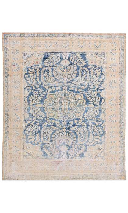 6 x 7 Distressed Antique Blue Persian Malayer Rug 61320