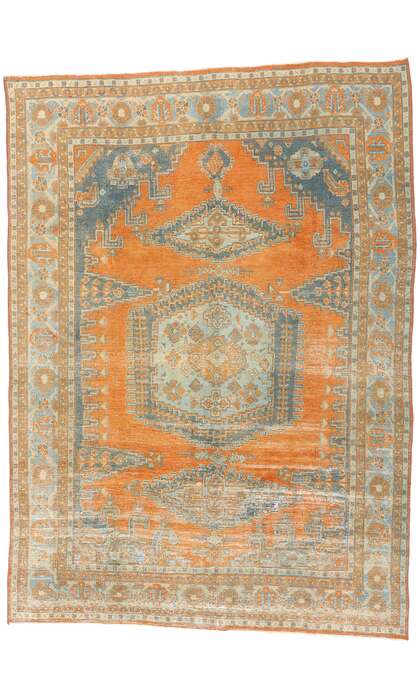 7 x 10 Distressed Antique Orange Persian Viss Rug 61319