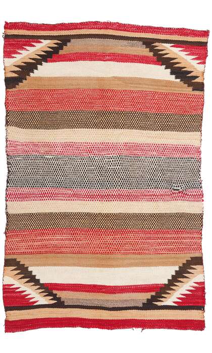 3 x 5 Antique Red Mesa Transitional Banded Navajo Rug 79106