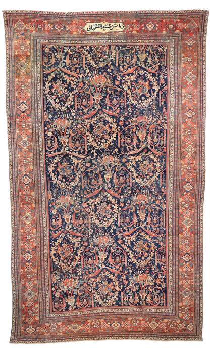 12 x 23 Signed Antique Persian Sultanabad Mahal Rug 78919