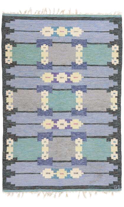 4 x 7 Sverker Greuholm Vintage Swedish Rollakan Rug 79057