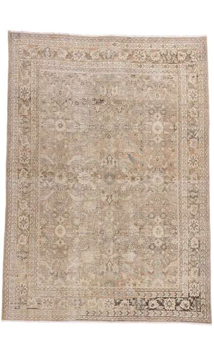 7 x 10 Distressed Vintage Persian Mahal Rug 61375