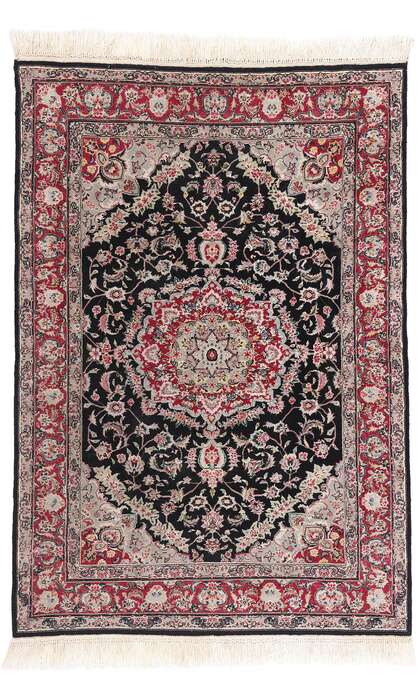 4 x 6 Vintage Black Chinese Tabriz Rug 79116