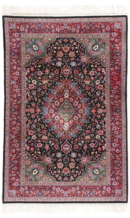 4 x 6 Vintage Black Chinese Tabriz Rug 79117