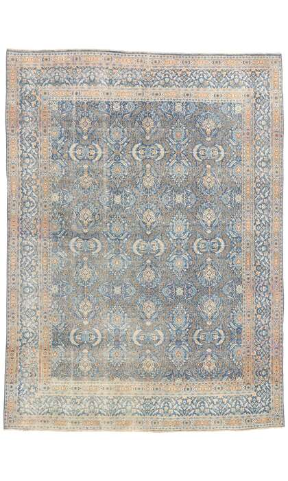 9 x 13 Distressed Vintage Blue Persian Mood Rug 61380