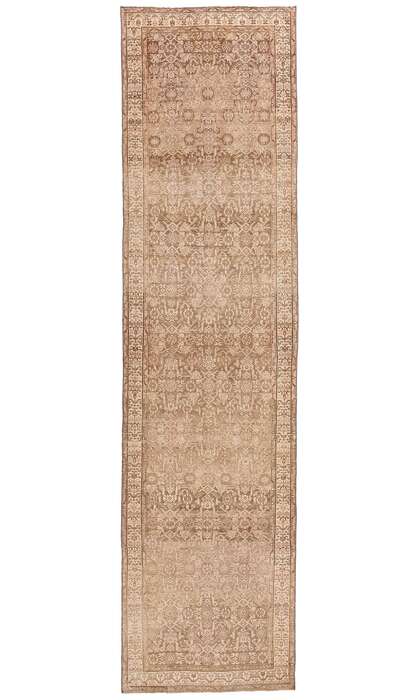 3 x 13 Distressed Antique Earth-Tone Persian Malayer Rug Runner 61348