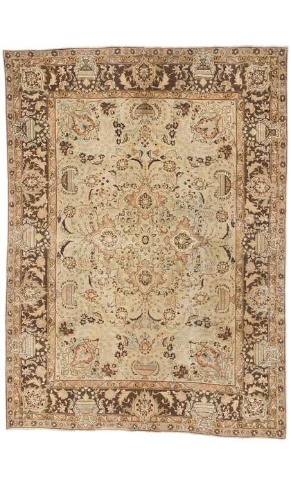 8 x 11 Distressed Antique Persian Vase Tabriz Rug 61358