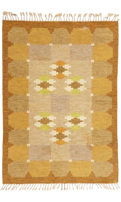 5 x 8 Ingegerd Silow Vintage Swedish Rollakan Rug 79052