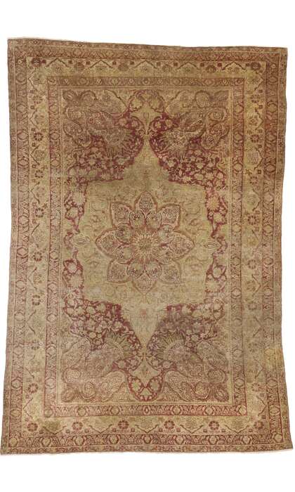 4 x 6 Distressed Antique Turkish Hereke Rug 73148