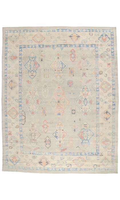 12 x 15 Modern Light Blue Turkish Oushak Rug 53608