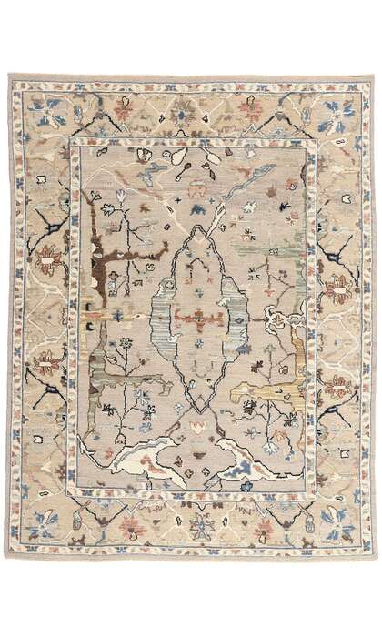 9 x 12 Modern Earth-Tone Oushak Soumak Rug 81153