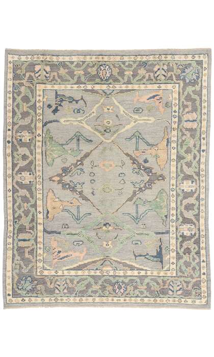 8 x 10 Modern Gray Oushak Soumak Rug 81150