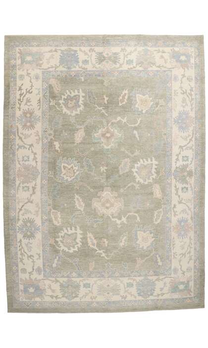 11 x 16 Modern Green Turkish Oushak Rug 53988