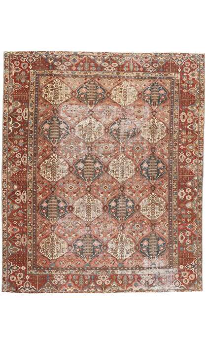 10 x 13 Distressed Antique Persian Bakhtiari Rug 61350