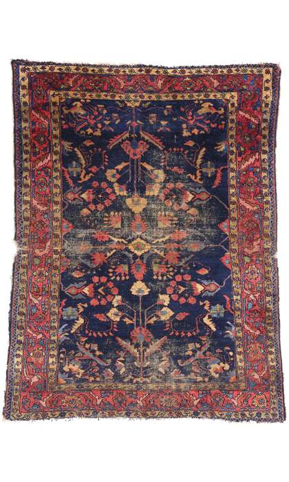 5 x 6 Distressed Antique Persian Lilihan Rug 79001