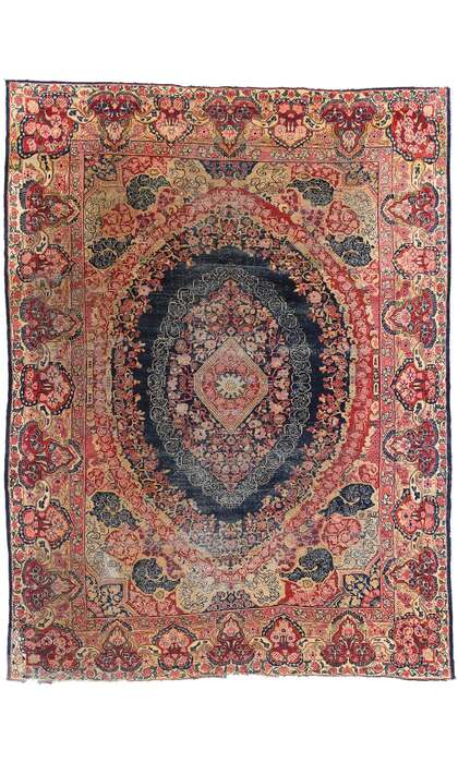 10 x 14 Distressed Antique Persian Mahal Rug 79128