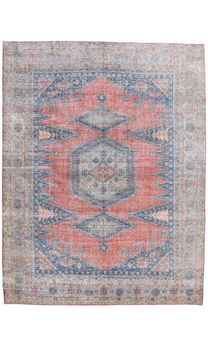 11 x 14 Distressed Antique-Worn Persian Viss Rug 61362