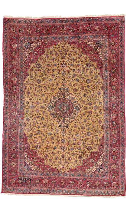 10 x 14 Antique Persian Kashan Rug 72016