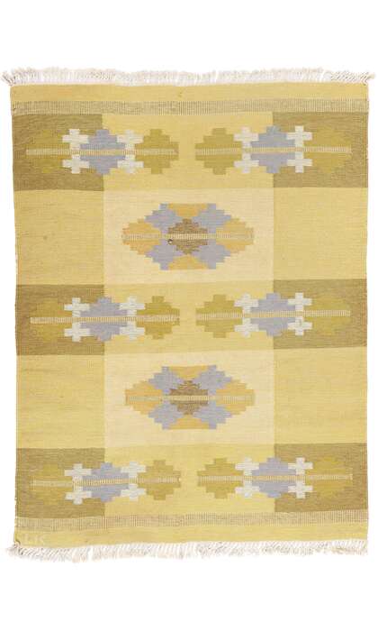 6 x 7 Signed LK Vintage Swedish Rollakan Rug 79032