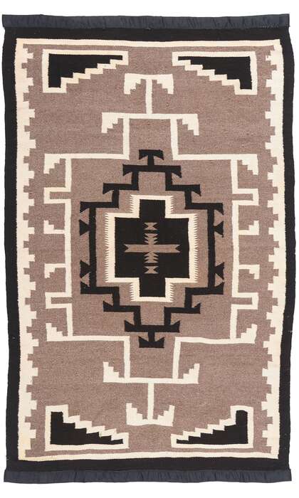 4 x 7 Antique Two Grey Hills Navajo Rug 79135