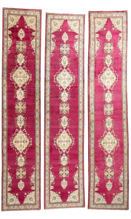 4 x 18 Vintage Red Persian Tabriz Rug Runner 61356